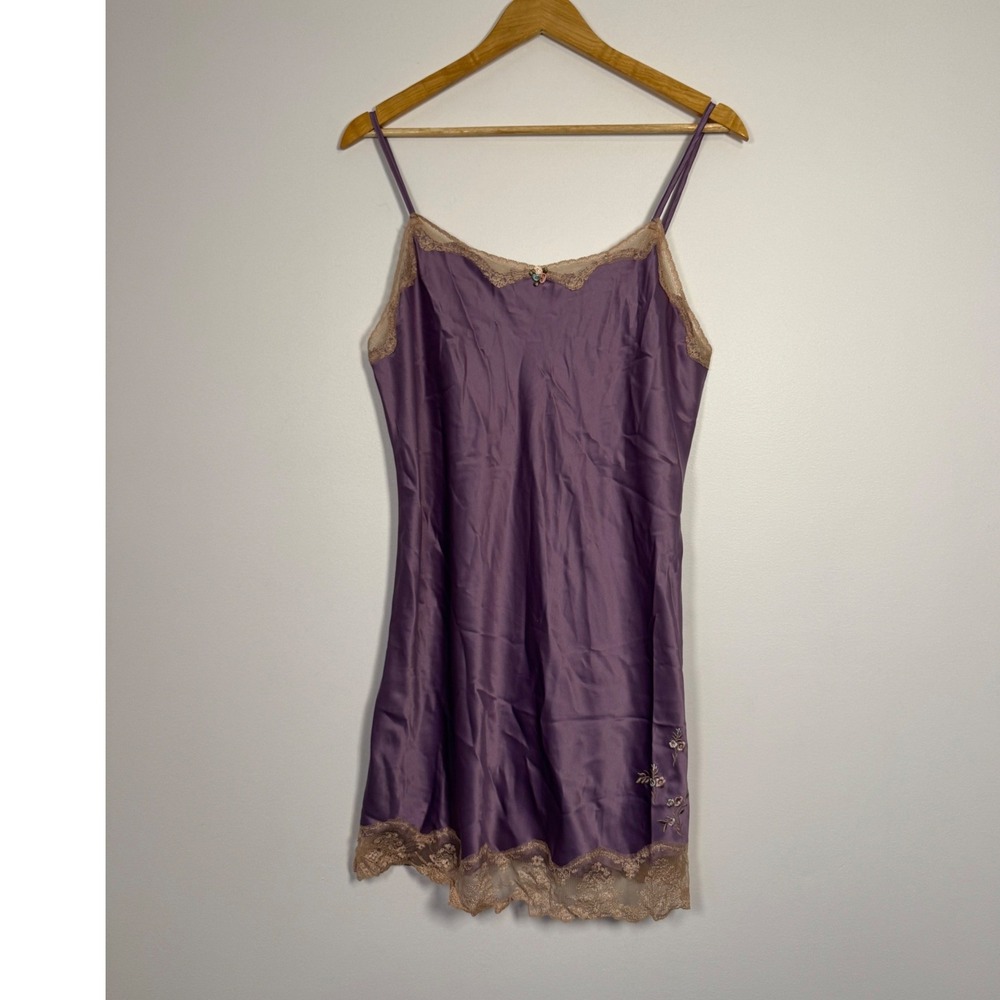Coquette Bisou Bisou Michele Bohbot Satin Lace Chemise Women Medium Purple - Picture 1 of 9